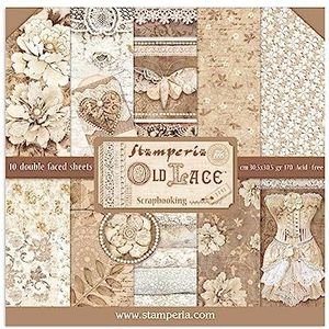 Stamperia Knutselpapierblok met patroon voor scrapbooks, albums, bullet journals en meer, zuurvrij, dubbelzijdig - knutselpapier, kleurrijk knutselpapier, voor hobby's en als cadeau (Old Lace) (30,5 x