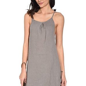 Bonateks Tuniekjurk voor dames, 100% linnen, gemaakt in Italië, tuniek, mouwloos, ronde hals, voorgevouwen, marineblauw, maat: M, Marineblauw, M