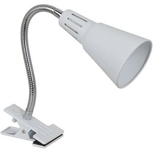 PRENDELUZ Witte klemlamp, 40 W, E14, ideaal voor oppervlakken, verstelbaar