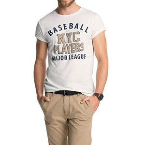 ESPRIT Heren T-shirt met mesh-print - Slim Fit 084EE2K009, grijs (Colourway 2 114), XL