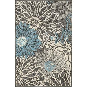 Nourison Passion Floral Chic tapijt, 61 x 91 cm, antraciet / blauw