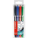 Fineliner met meeverende schrijfpunt - STABILO SENSOR M - medium - 4 stuks - zwart, blauw, rood, groen