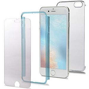 Celly Polycarbonaat totale lichaamsbescherming achter/voorkant cover met display gehard glas 9H hardheid voor iPhone 7 Plus - lichtblauw