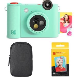 KODAK Smile+ 2-in-1 Digitale Camera & Fotoprinter Starterpakket + Draagtas + Zink 20pk - Groen, Starter Bundle, Green