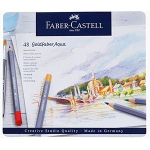 Faber-Castell 114648 Aquarelkleurpotloden, Goudkleurig, Metalen Etui Met 48 Stuks