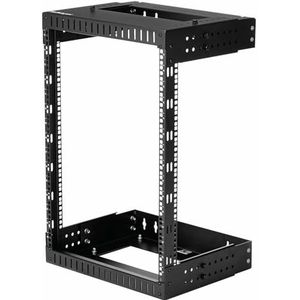 StarTech.com 2 Post 15U Heavy-Duty Wandmonteerbare Server Rack, 19"" Open Frame Netwerk Rack met Verstelbare Diepte, Data Rack voor IT/AV/Patchpaneel/Computer Apparatuur (RK15WALLOA)