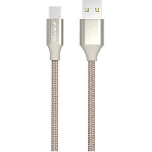 GreyLime USB-A-naar-USB-C-gevlochten kabel voor Samsung, Android, Nokia, Huawei, camera beige 1 m / 3,3 ft