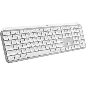 Logitech MX Keys S voor Mac, draadloos toetsenbord, vloeiend, nauwkeurig typen als op een laptop, oplaadbaar Bluetooth USB C voor MacBook Pro, Macbook Air, iMac, iPad - lichtgrijs - QWERTY