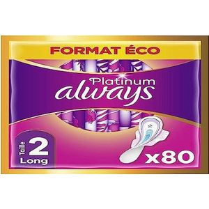 Always Platinum hygiënische handdoeken Long Plus maat 2 Medium Eco 80 enkele zakken (4 x 20), 5 comfortmaten