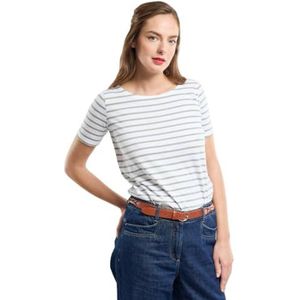 Armor Lux Lichte katoenen bootkraag met korte mouwen en bootkraag voor dames, Wit/Shadow, M