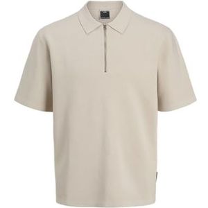 Jack & Jones - Jcorecharge Knit Zip Polo - Beige clair - Korte Mouwen