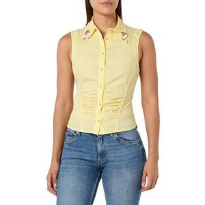 Pinko Clio Popeline overhemd met borduurwerk, voor dames, H1Z_Geel/Wit, 30 NL