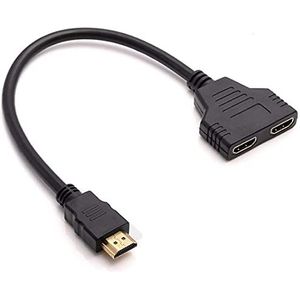 Tec-Digi Dual HDMI Adapter, 1080P HDMI Male naar Dual HDMI Vrouwelijk 1 naar 2 Way Splitter Kabel Adapter Converter voor DVD spelers/PS3/HDTV/STB en de meeste LCD-projectoren