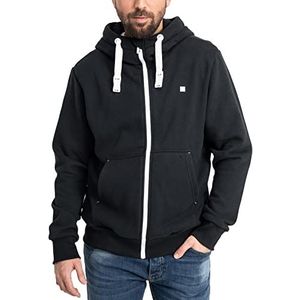 Zwart Fleecejack - Capuchon Met Trekkoord - Jersey Voering - Badge