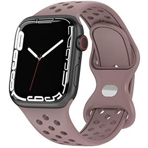 Compatibel met Apple Watch, sportarmband van siliconen, compatibel met Apple Watch 42 mm, 44 mm, 45 mm, compatibel met iWatch serie 8/7/6/5/4/3/2/1/SE, lichtpaars