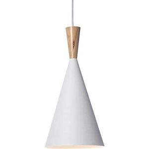 Ingrid hanglamp metaal en hout, 60 W, wit/natuur, ø 19 x H 39 cm