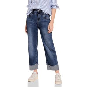 Street One Damesstijl denim rechte pijpen, casual broek, Mid Blue Net Wash, 24W x 28L