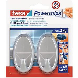 Tesa Powerstrips Hooks Groot OVAAL, Chroom