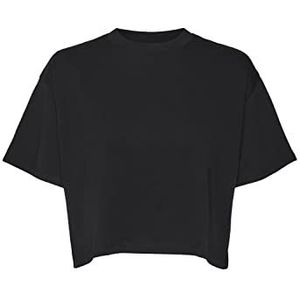 Noisy may Dames Nmalena Ss O-hals Semicrop Top FWD Curve T-shirt (verpakking van 2), zwart, 48