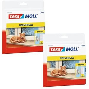 tesa tesamoll Universal Foam - Afdichtingstape voor het Isoleren van Kieren in Huis, Zelfklevend - Wit - 2x 10 m x 9 mm x 5,5 mm