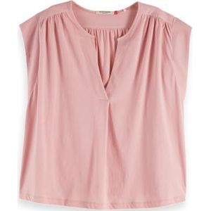 Scotch & Soda - Drapey V Blouse - Katoen - Dames - Korte Mouwen