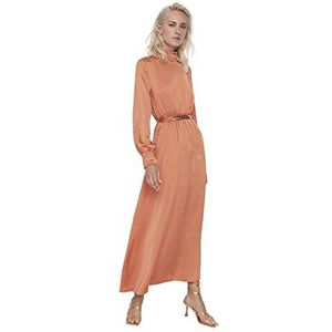 Trendyol Dames Modest Maxi Skater Regular Geweven Bescheiden Avondjurken Groen, Groen, 66