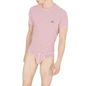 Emporio Armani Underwear Men's Yarn Dyed Striped T-shirt, Small Stripe/Fire, S, Kleine streep/Fire, S