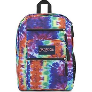 JanSport Big Student, Grote Rugzak, 49 L, 43 x 33 x 25 cm, 15in laptop compartment, Red/Multi Hippie Days