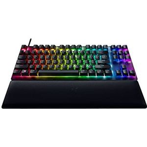 Razer Huntsman V2 Tenkeyless (Red Switch) - Optisch gaming toetsenbord zonder numeriek toetsenblok (Lineaire optische schakelaars, Doubleshot PBT keycaps, palmsteun) QWERTY DE lay-out | Zwart