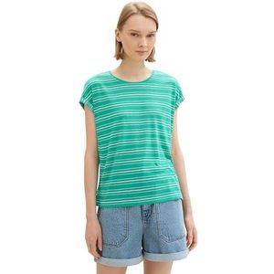 TOM TAILOR Denim T-shirt voor dames, 35337 - Groen Wit Stripe, S