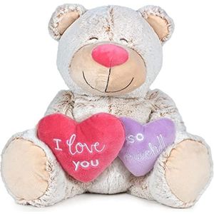 Famosa Softies - Mooi knuffelbeertje met liefde maakt alles beter, groot formaat, Valentijnsdag-, verjaardags- en jubileumcadeau, voor elke leeftijd, collectie met 3 kleine beren (760022725)