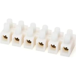 PA18 klemmenblok met een elegante witte concave sokkel. Hij heeft 6 pinnen voor een betrouwbare verbinding. Perfect voor elektrische projecten en elektronische componenten.