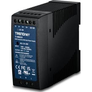 TRENDnet TI-M6024 60 W industriële DIN-railvoeding met enkele uitgang, universele AC-ingang, extreem -20 tot 70 °C (-4 tot 158 °F) bedrijfstemperatuurbereik