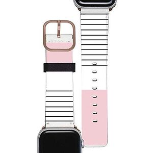 Gocase Tricolour Stripes armband goud | compatibel met Apple Watch 42/44 mm | verstelbare sluiting | Saffiano leder vegan reservearmband | waterzweetbestendig | geschikt voor Series 1/2/3/4