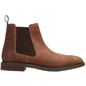 Clarks Premium Heren Jaxen Easy Chelsea Boot, Cola Suede, 6.5 UK, Cola Suede, 39 EU