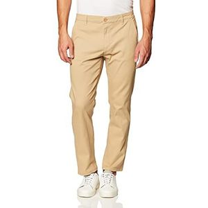 WT02 Lange basic stretch skinny chinobroek voor heren, Light Khaki (nieuw), 34W / 32L