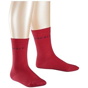 ESPRIT Uniseks-kind Sokken Foot Logo 2-Pack K SO Katoen Dun eenkleurig Multipack 2 Paar, Roze (Red Pepper 8074), 23-26