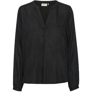 KAFFE Damesblouse, V-hals, lange mouwen, relaxed fit, buttoned cuffs, Black Deep, 32