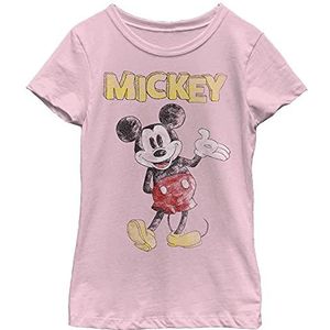 Disney Sketchy Mickey T-shirt voor meisjes, lichtroze, L