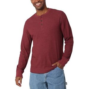 Wrangler Authentics Authentics Men's Long Sleeve Waffle Henley overhemd voor heren, Cabernet, L