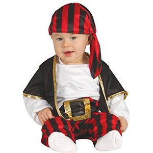 GUIRCA- Corsaro kostuum baby Pirata neonrand, zwart, wit en rood, 6-12 maanden, 85560