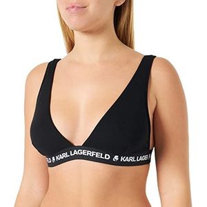 KARL LAGERFELD Dames Logo geribbelde triangel bh, Zwart, XS
