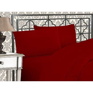 Elegant Comfort Luxe 1500 draadtelling Egyptische kwaliteit drielijnsgeborduurd zachtste premium hotelkwaliteit 4-delige bedladenset, rimpel- en vervagingsbestendig, koningin, bordeaux