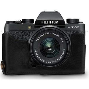 MegaGear MG1494 Ever Ready echt lederen camera halve tas met draagriem voor Fujifilm X-T100 - zwart