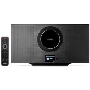 MEDION P66348 Stereo systeem met CD speler (Internet radio, DAB+, Spotify Connect, mini compact system vertical, PLL FM radio, MP3, USB, Bluetooth, WLAN)