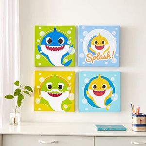 Idea Nuova Baby Shark 4 Pack vierkante Canvas Wall Art Set, 11 ''x11'' elk