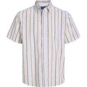 JACK & JONES Jorjoshua Canggu Stripe Shirt Ss voor heren, antiek wit., L