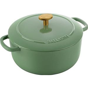 BALLARINI Bellamonte Ovenschotel, braadschaal, Nederlandse oven, geëmailleerd gietijzer, rond, 20 cm, 2,5 l, groen