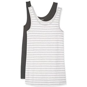 Amazon Essentials Women's Tanktop met slanke pasvorm, Pack of 2, Heidegrijs Streep/Houtskool, XXL