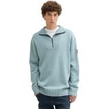TOM TAILOR DENIM - Trui - Lichtblauw - Knitwear - Halve Rits